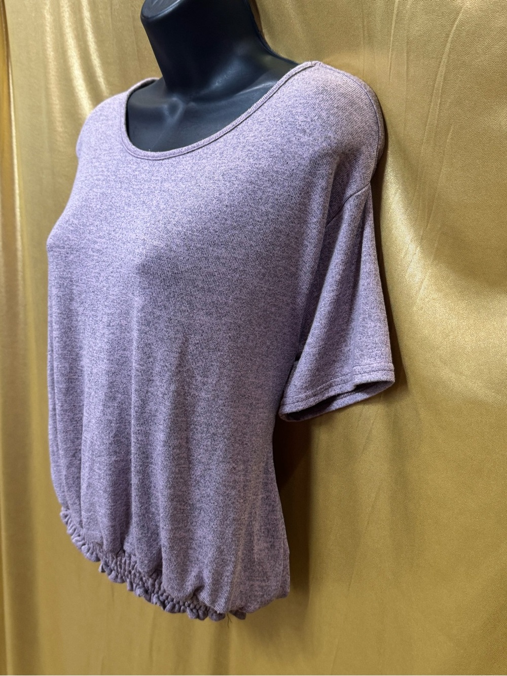 Hyfve Purple Knit Short Sleeve Smocked Hem Top Size Small - Picture 7 of 15